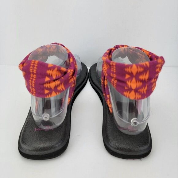 Sanuk Womens Size 9 Red Orange Thong Slingback Textile Sandals 1018676 - Picture 4 of 7